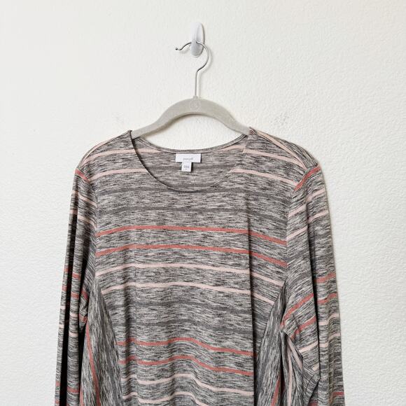 [J. Jill] Pure Jill Striped Scoop Neck Marled Long Sleeve Tunic Top NWT Sz Large - Picture 3 of 11